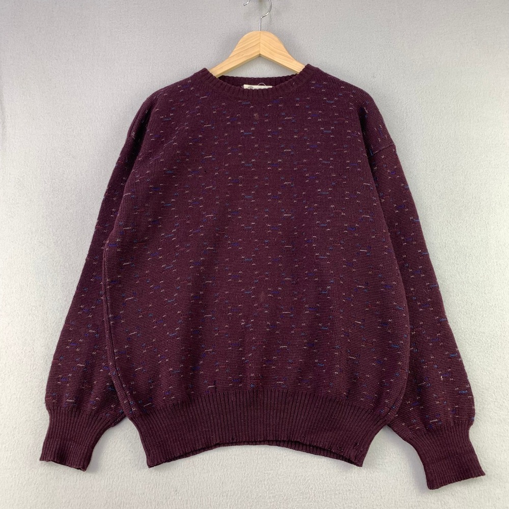 Vintage Charwood Merino Wool Sweater Mens Large Fleck Knit Crewneck Speckled 80s